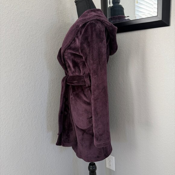 UGG Miranda Plush Belted Short Hooded Robe Port Purple XS - Picture 7 of 14